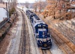 MEC 3400 leads EDPO (East Deerfield to Portland, ME) east at Main Street